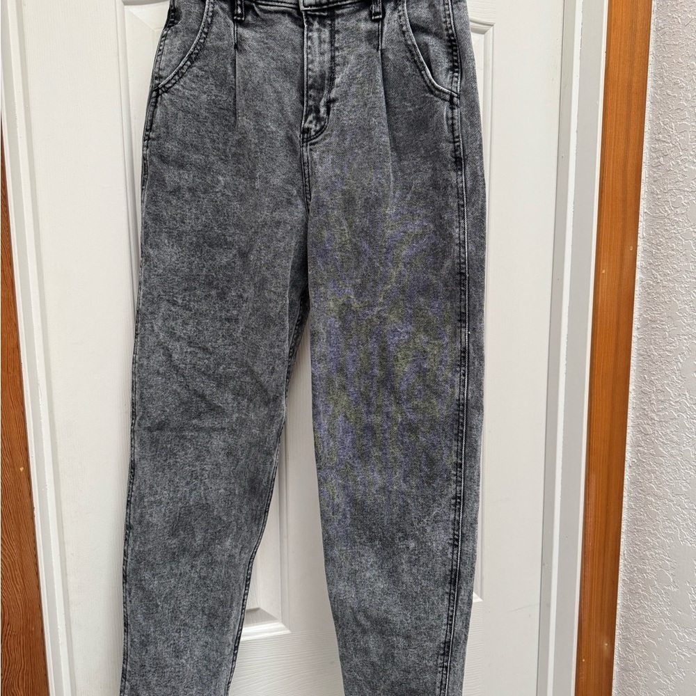 Hollister Black Acid Wash Mom Jeans